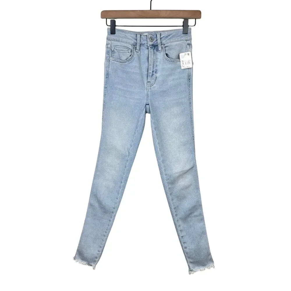 We the Free People NWT High Rise Raw Hem Light Wash Jeggings Skinny Jeans